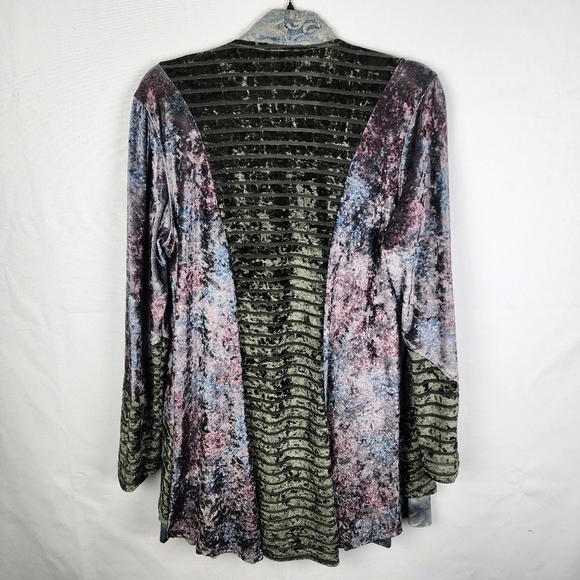 John Mark Mixed Media Lace Velvet Artsy Open Front Cardigan Size Med Fairycore - Picture 2 of 6